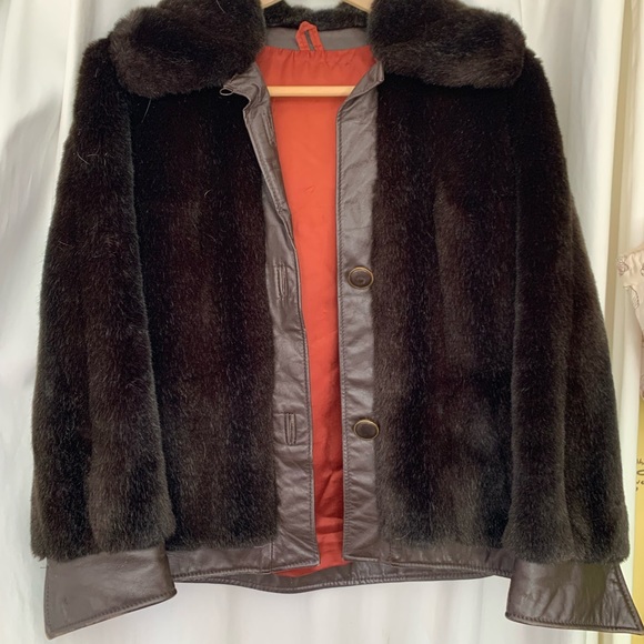 DiCosta Brown Fur Genuine Leather Jacket - Picture 1 of 9